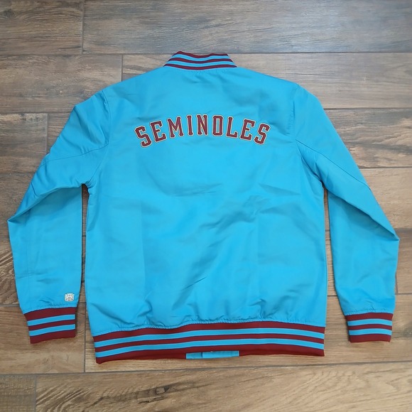 Florida State Bomber Jacket Mens Medium Turquoise Homefield Satin Full Snap